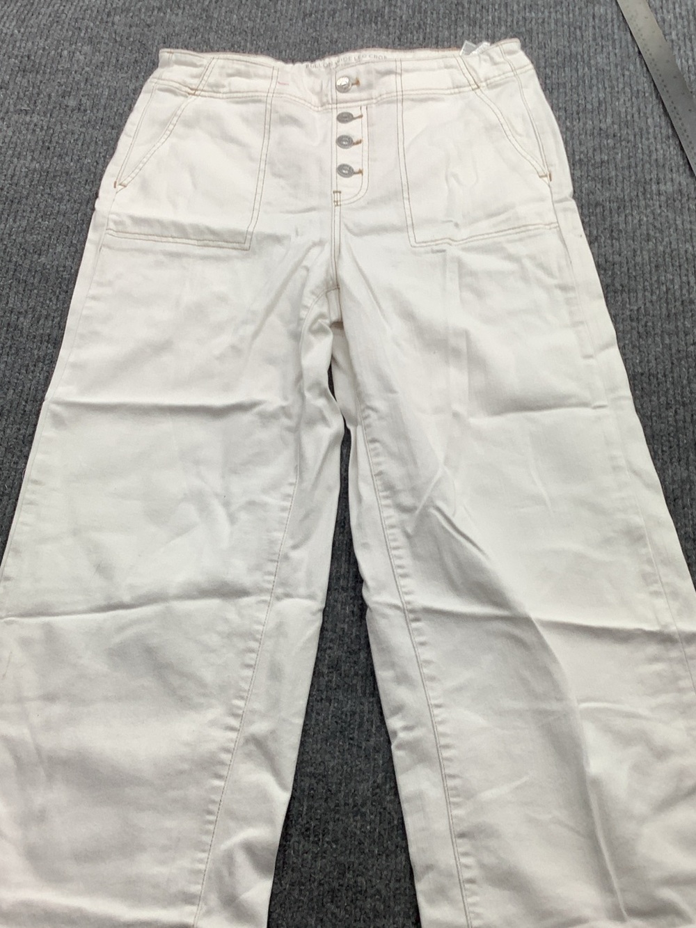 Chico's White Cargo Work Pant with Button-Fly